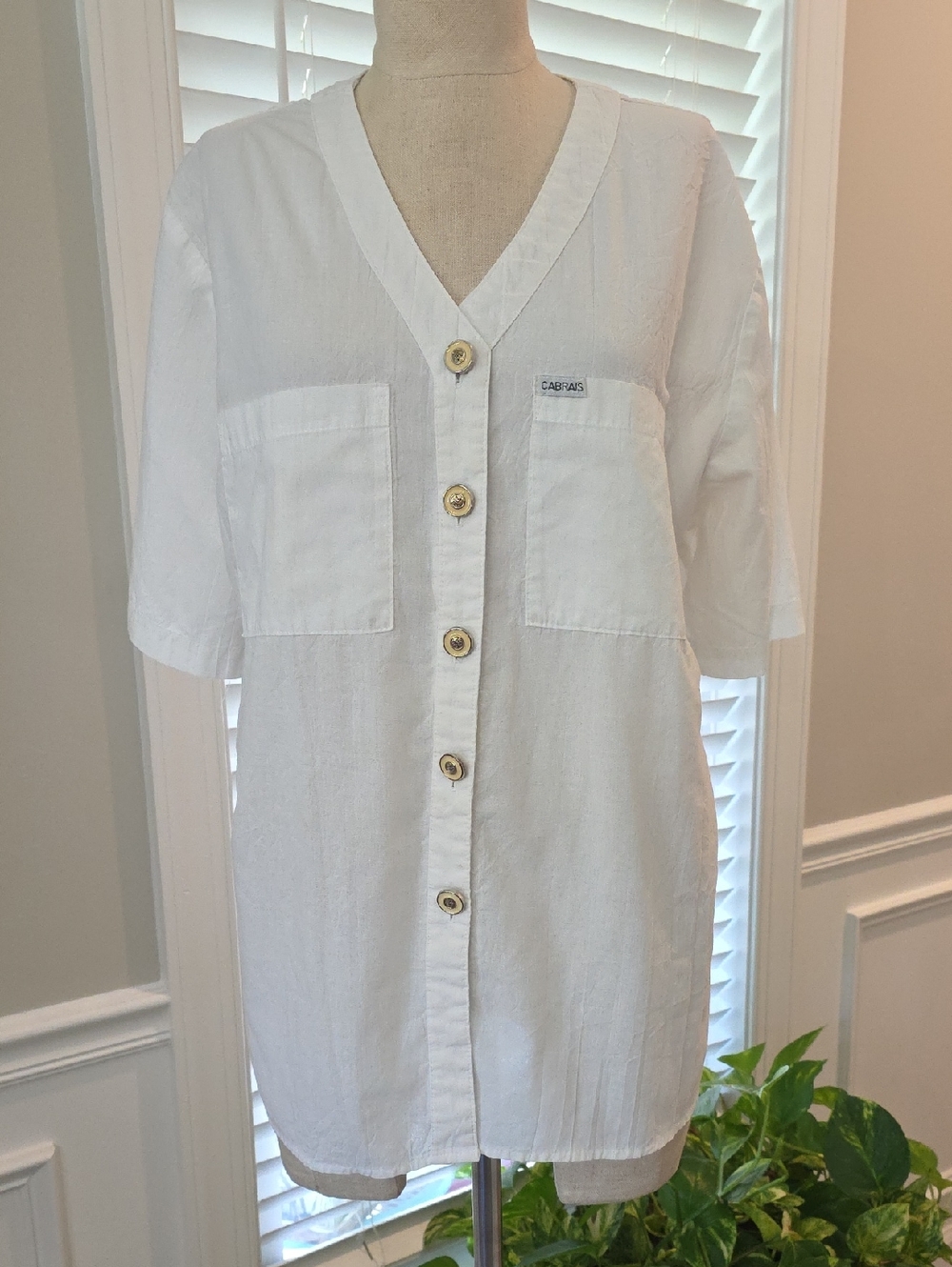 Casual Button-Down V-Neck Women’s Shirt - White
